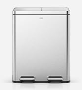 EKO Edison Dual Trash Can for Recycling and Trash, 8+8 Gallons Kitchen Garbage Can with Dual Remo...