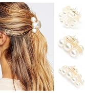 Banatra Pearl Claw Clips Champagne Pearls Hair Clips Medium Small Hair Clip Claws Fancy Hair Acce...