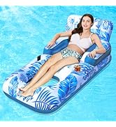 Junbig Pool Floats Adult, Pool Floaties with Cup Holder and Phone Holder, Pool Lounger Float with...