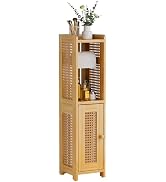 AmazerBath Toilet Paper Holder Cabinet, Bamboo Toilet Paper Holder Stand for Bathroom, Small Toil...
