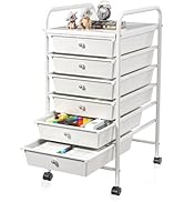 6-Tier Rolling Carts with 6 Drawers Wheels, Rolling Storage Carts with Wheels, Multifunctional Ro...