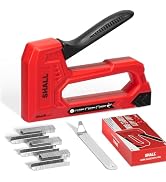 SHALL Light Duty Staple Gun for Wood - Red Upholstery Staple Gun with 1600pcs JT21 Staples 1/4, 5...