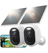 GNCC 2 Pack Solar Camera Outdoor Wireless, 5G & 2.4GHz WiFi, 2K Battery Cameras for Home Security...
