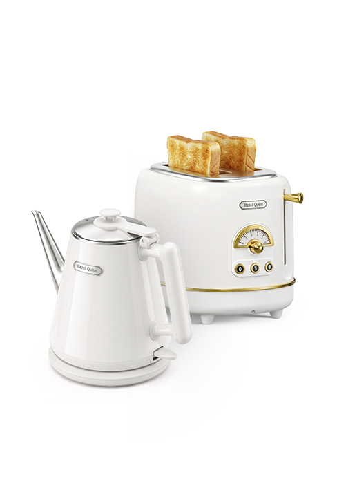 Hazel Quinn Collaboration Retro Electric Kettle & Toaster, Pearl White