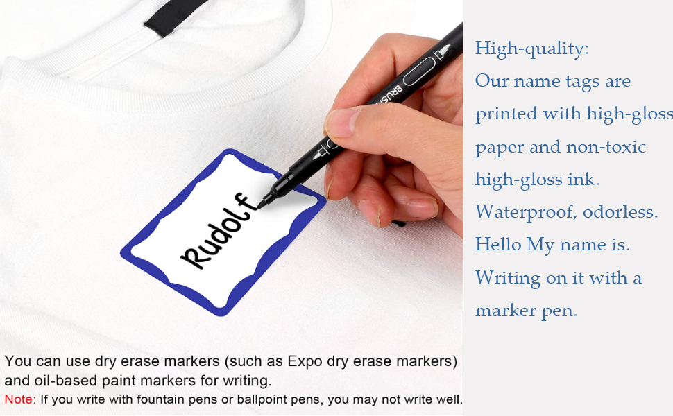 Name Tags, Name Tag Stickers(White with Blue Border)