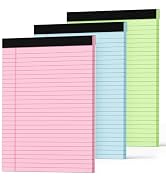 Zaviko Legal Pads 8.5 x 11 Colored Note Pads 8.5 x 11, 3 Pack Notepads 8.5x11, Pink Notepad 8.5x1...