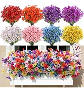 SHareconn 40 Bundles Artificial Flowers Outdoors Decoration, Fake Silk mums Eucalyptus Realistic ...