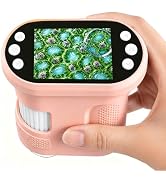 Kids Digital Microscope, 1000X Handheld Pocket Microscope STEM Science Toy | 2.0" IPS Screen, 8 L...