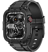 amBand Bands Compatible with Apple Watch 8/7 45mm, M1 Sport Series Rugged Case with Strap Protect...