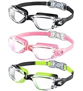 NSSIW Kids Goggles for 4-16, Kids Swimming Goggles Anti Fog No Leaking, 3 Pack Swim Goggles for B...