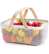 ZEAYEA Mesh Storage Basket with Handle, Garden Harvest Basket, Mesh Fruit Basket Bin for Gatherin...