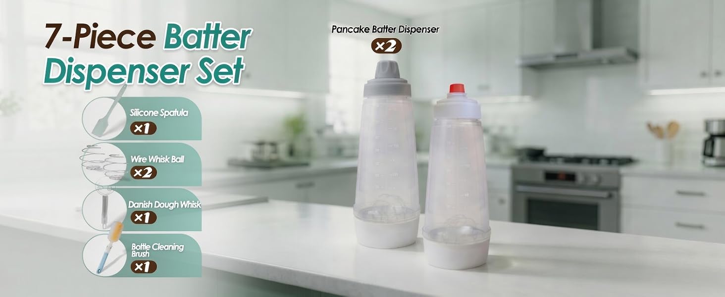 pancake batter dispenser bottle maker tools brush wire large dough spatula whisk ball danish