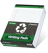KAISA Legal Pads Writing Pads Recycled Paper, 8.5"x11.75" Wide Ruled, 50 sheets 8-1/2"x 11-3/4" P...