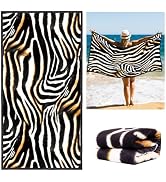 Vimorco Leopard Print Beach Towel 30 x 60 Inch, Zebra Print Beach Towel, Cotton Blend Soft Velour...