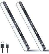 Ferswe Under Cabinet Lights Rechargeable, Battery Level Display, 60 LED Motion Sensor Cabinet Lig...