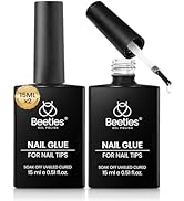 Beetles 2Pcs 15ml Gel Nail Glue for Acrylic Nail Tips, UV Nail Glue for Clear Press-On Nails, Cle...