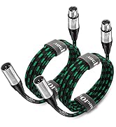 Augioth XLR to XLR Pro Mic Cable 10 Ft 2-Pack Male to Female XLR Cable 3-pin Green Balanced Shiel...