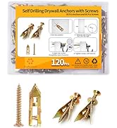 Jyphorixal 120 PCS Drywall Self Drilling Anchors with Screws Kit,60 Sheetrock Anchors (0.47X1.57i...