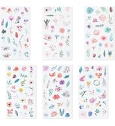 12Pcs Watercolor Flower Stickers for Scrapbooking, White Floral Plant Design, Small Decorative St...