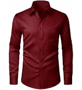 J.VER Men's Dress Shirts Stretch Stain Shield Button Down Shirt Solid Formal Business Casual Long...