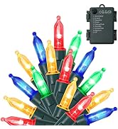 WATERGLIDE 50 LED Outdoor Christmas Lights, 16 FT Battery Operated Mini String Lights with 8 Mode...