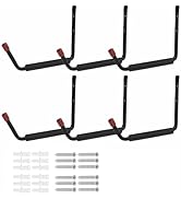 CBWLWJ 6 Pack Garage Hooks Heavy Duty, Multi Functional J Hooks, 15 inch Anti Slip Ladder Hooks f...