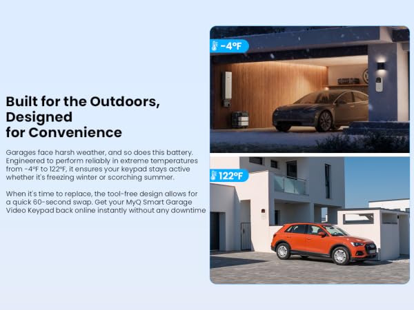extreme hot cold weather resistant battery for myq smart garage video keypad all season performance