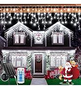 Solar Christmas Lights 66+16Ft 660LED Icicle Lights for Outside 2400mAH Connectable Rechargeable ...