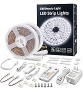 MY BEAUTY LIGHT LED Strip Lights White,65.6ft Dimmable LED Light Strip with RF Remote,1200 Bright...