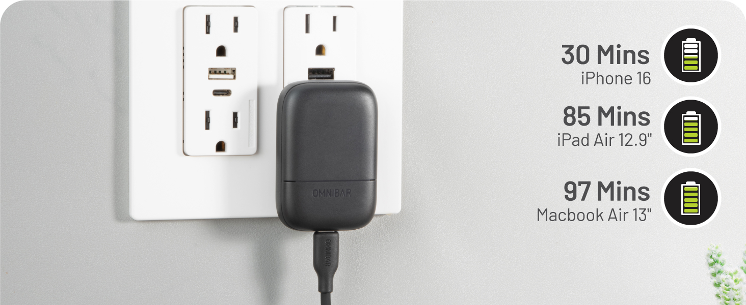 30W Slim Flat USB C Wall Charger for iPhone iPad MacBook