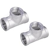 TL TOOLEGIN 3/4" NPT Tee, 304 Stainless Steel Female Pipe Fitting, 3-Way Cast Hose Fitting for Ga...
