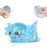 FazaVexior Lying Axolotl Squishy Toy - 1 Pcs Glitter Slow Rising Squeeze Toy, Maltose Filled TPR ...