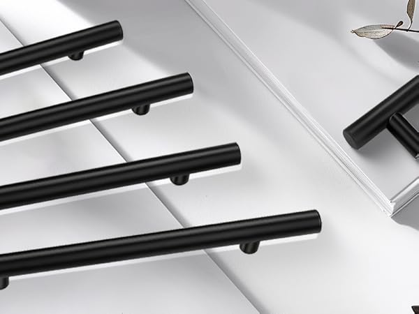 black cabinet handles