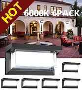 LEDMO Modern Outdoor Wall Lights 6 Pack Front Door Porch Light with Acrylic Shade 6000K Aluminum ...