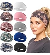 ZhouBoat 10Pcs Boho Headbands for Women Non Slip Knotted Hair Bands | Soft Stretchy Wide Headband...