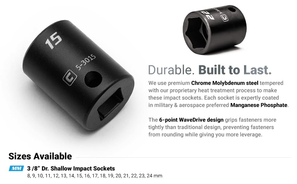 3/8" Dr. Shallow Impact Sockets