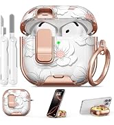 Polislime for AirPods 4 Case, with Safty Lock & Phone Stand for Floral AirPods 4th Generation Cas...