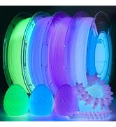 AMOLEN Glow in The Dark Multicolor Fast Change 3D Printer Filament 1.75mm, 5 Meter Green, Blue an...