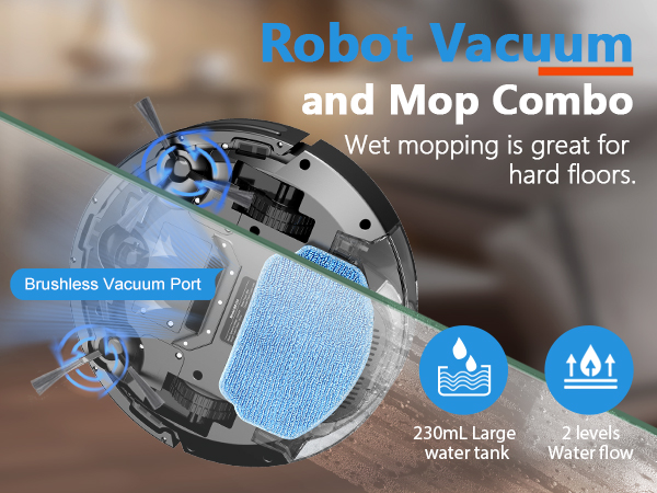 Combines powerful suction with a mopping function for thorough cleaning.