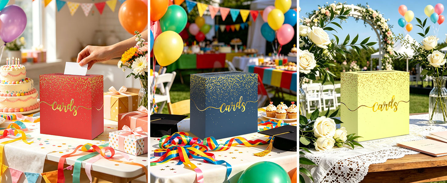 wedding card box for party wedding gift card holder box with gold foil Envelope Raffle Box with Slot