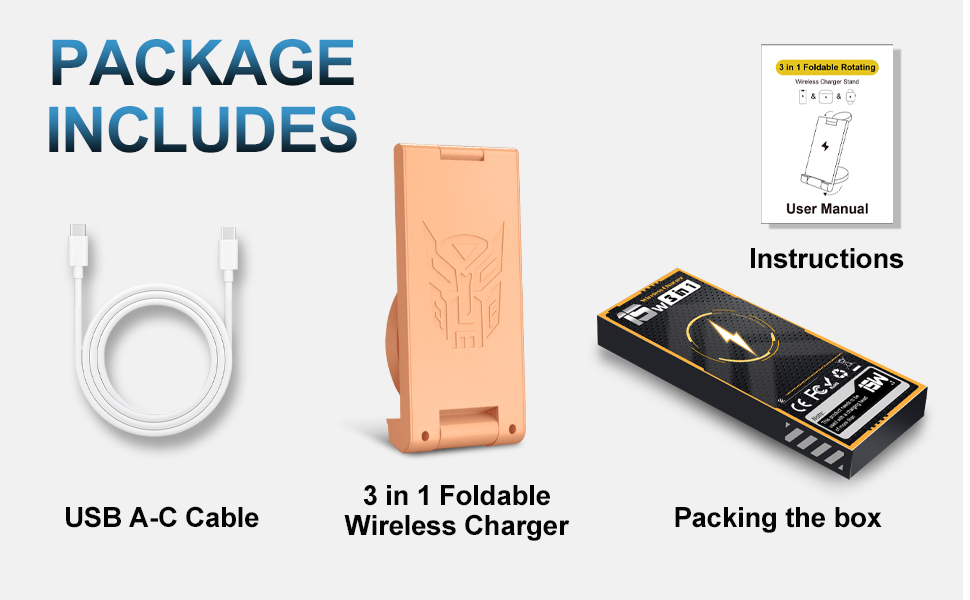 EFAITHFIX 3 in 1 foldable wireless charger