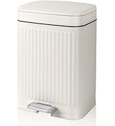 rejomiik Small Bathroom Trash Can with Lid Slim Soft Close Garbage Can Step Wastebasket 2.1 Gallo...