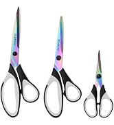 Craft Scissors Set of 3 Pack, All Purpose Sharp Titanium Blades Shears, Comfort Grip Handle, Mult...