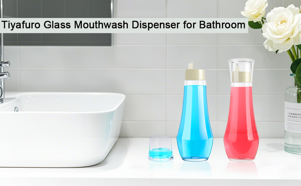 Tiyafuro Glass Mouthwash Dispenser for Bathroom