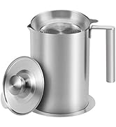Sumerflos 1.8 L/1.9 Quart Stainless Steel Grease Strainer and Container - Large Oil Storage Pot G...