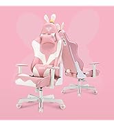 EUREKA ERGONOMIC Pink Gaming Chair with Kawaii Rabbit Ears High Back Ergonomic Racing Style Offic...