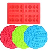 Sonku 4 Pcs Waffle Mold, Silicone Heart-Shaped Square-Shaped Waffle Baking Molds Muffin Pans Choc...