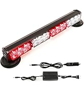 BooYu 14.8" Red/White Battery Powered Police Firefighter Emergency Strobe Lights Bar for Trucks/V...