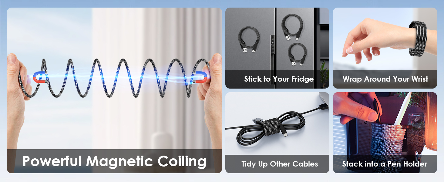 usb c cable fast charging coiled organized