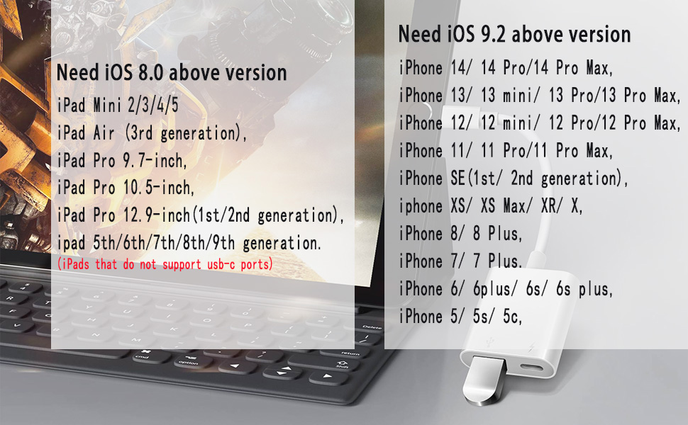 Lightning to USB adapter for iPhone/iPad